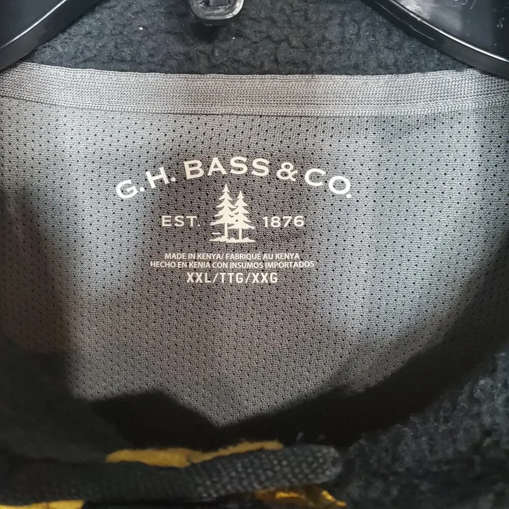 GH Bass & CO Mens Yellow Fleece 1/4 Snap Heat Tech Pullover Top SZ XXL 2XL